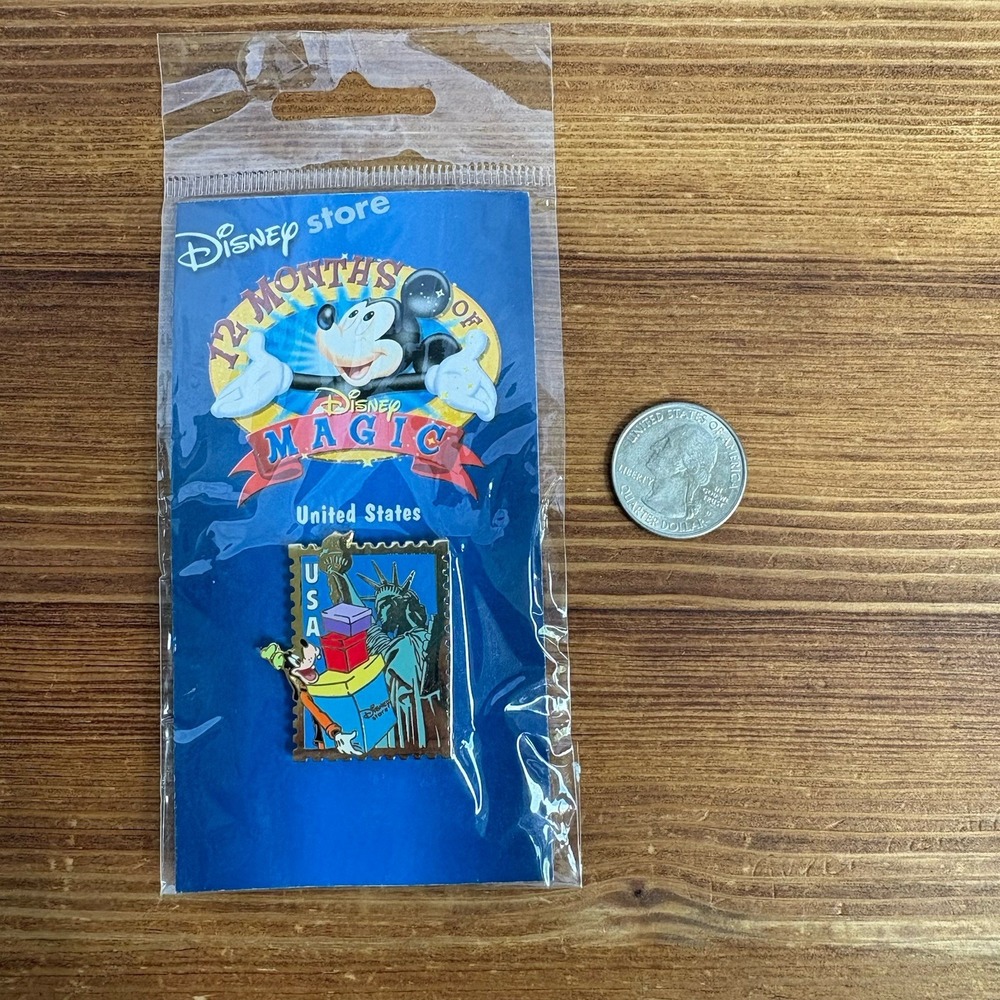 Disney Store Millennium Magic Mickey Goofy Pin Statue of Liberty USA Stamp